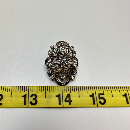 Rhinestone Broach Costume Jewelry - Silver - Individual