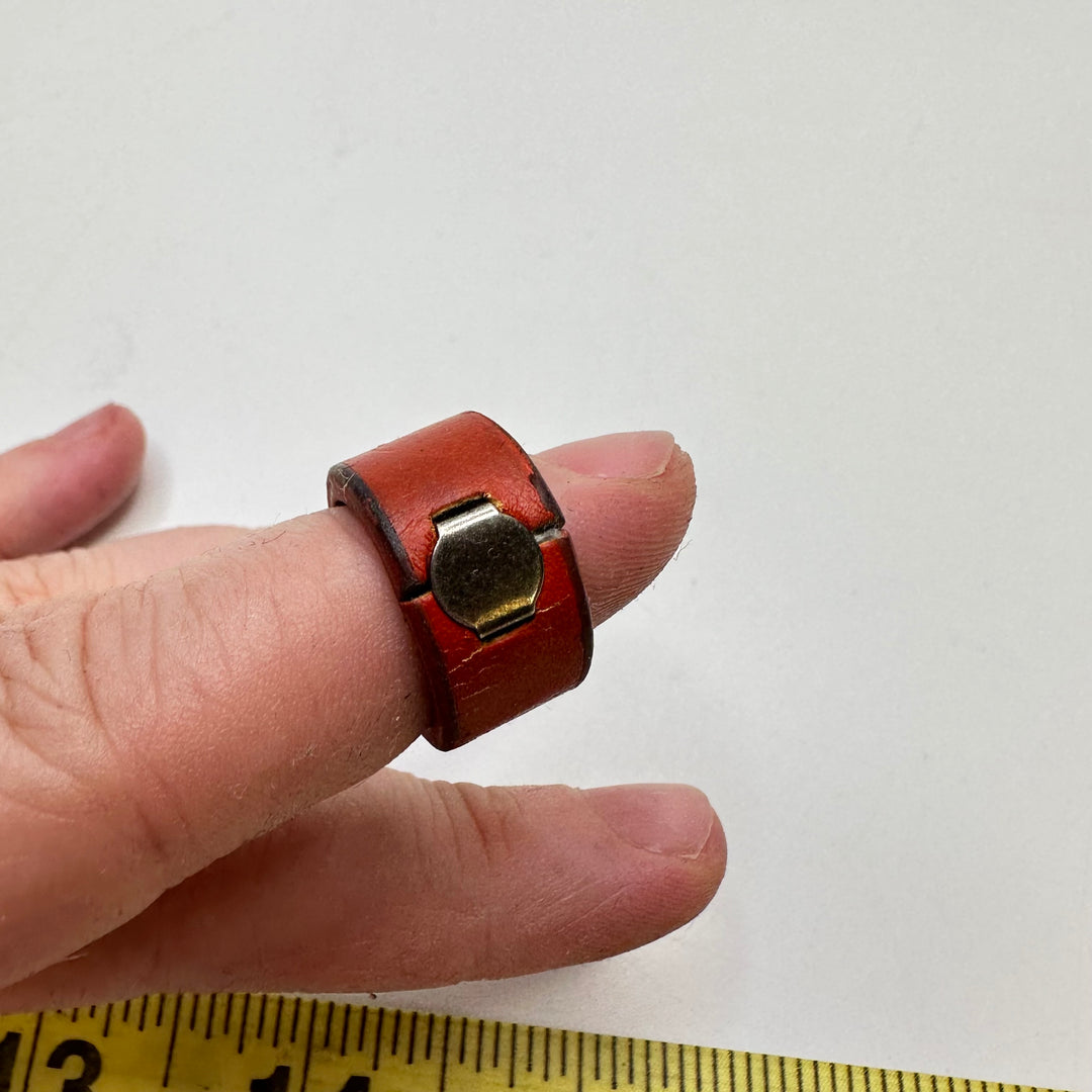 Leather Ring Costume Jewelry - Brown/Silver - Individual