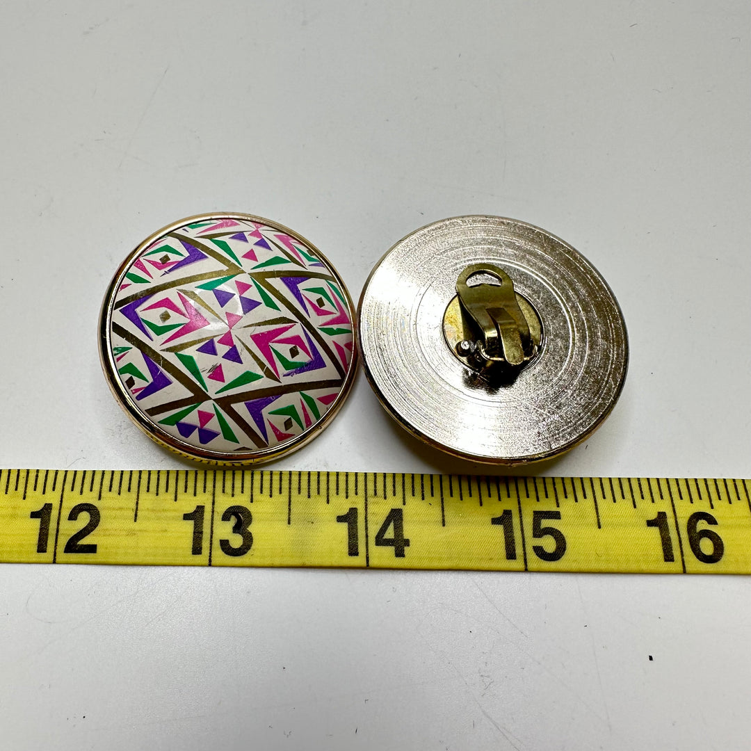 Clip On Earrings Costume Jewelry - White Multi - Individual