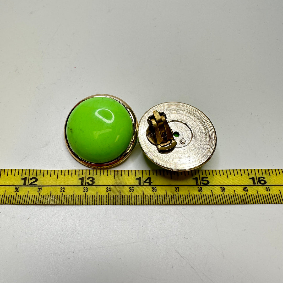 Clip On Earrings Costume Jewelry - Light Green/Gold - Individual