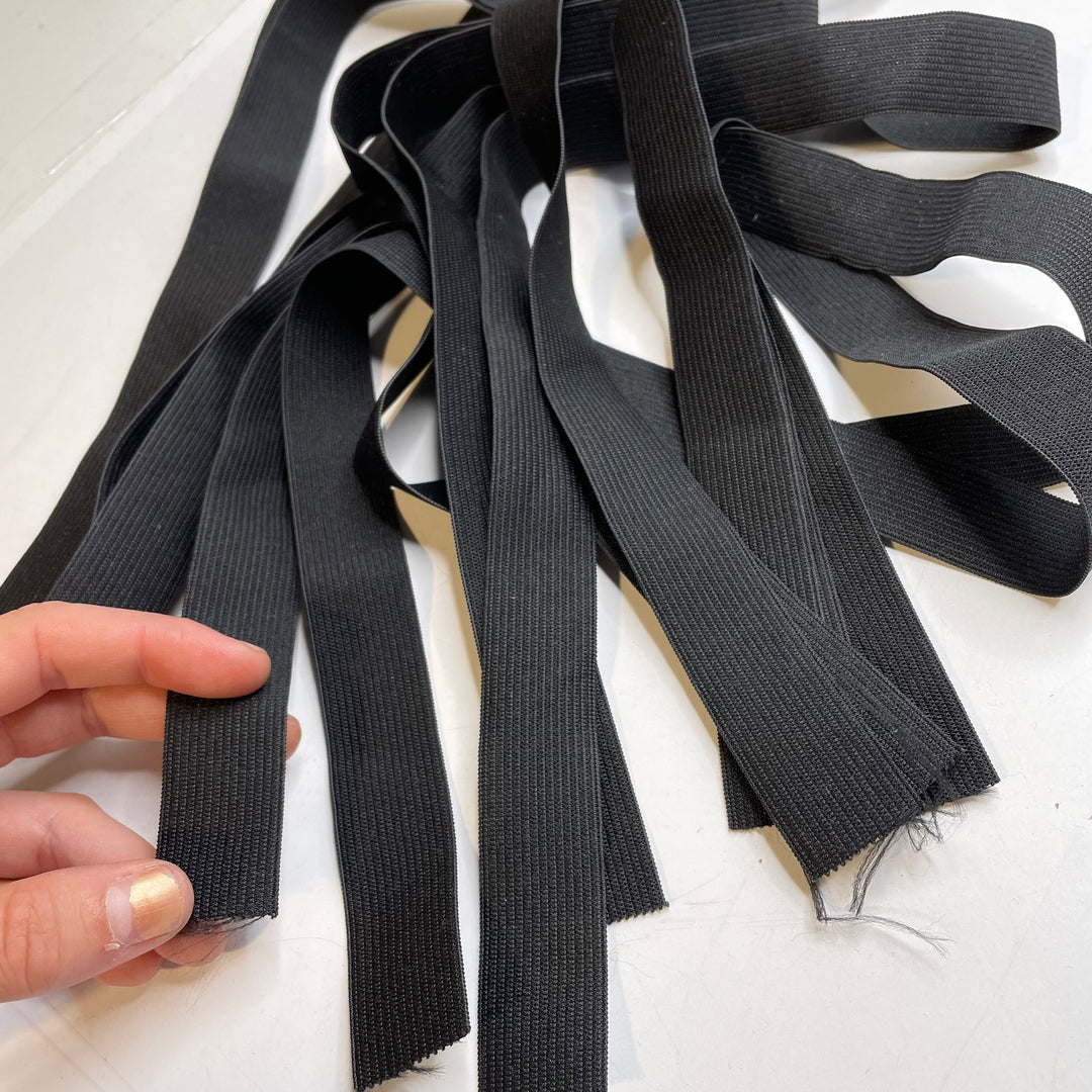 1" Braided Elastic - Black - 0.75M 7 Pack Elastic
