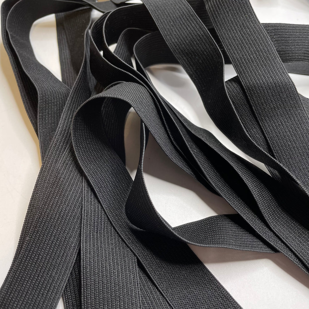 1" Braided Elastic - Black - 0.75M 7 Pack Elastic