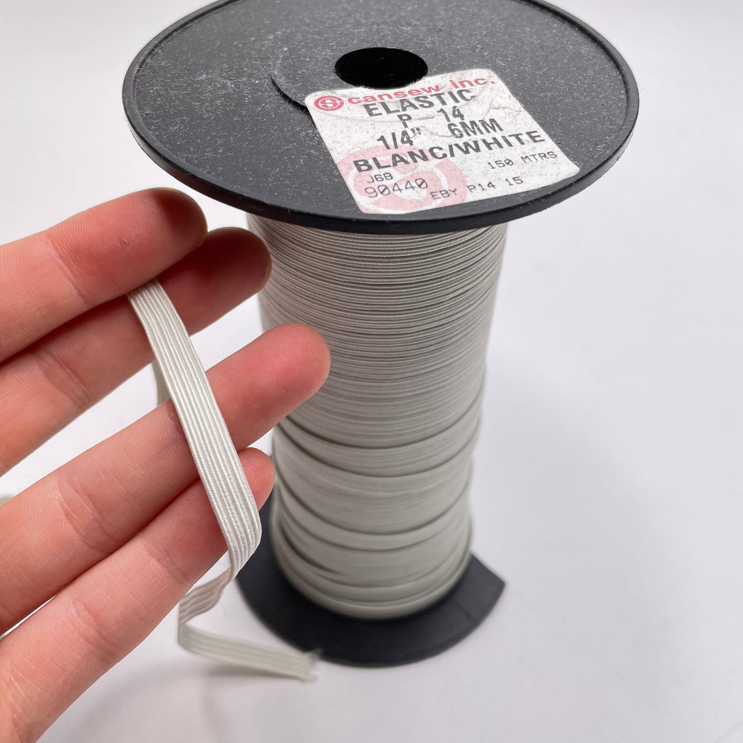 ¼" Braided Elastic - White - 1M