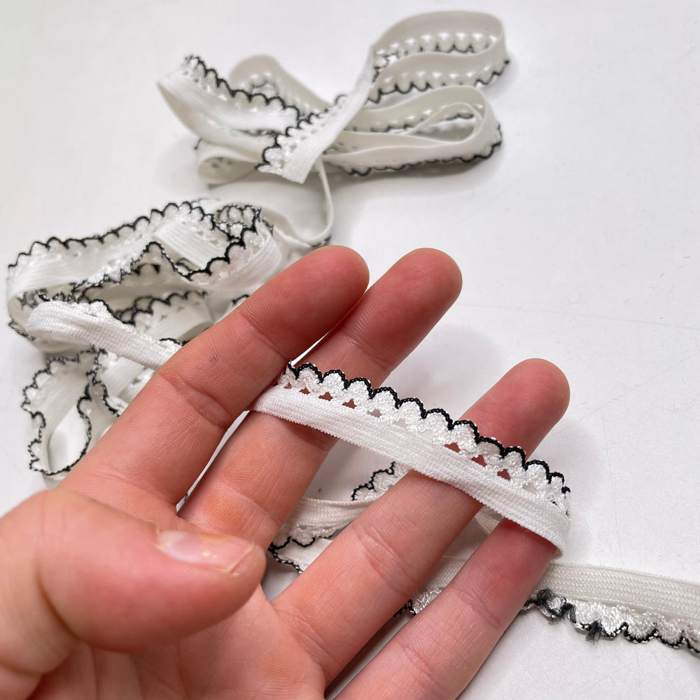 ½" Braided Elastic - White/Black - 2M Bundle