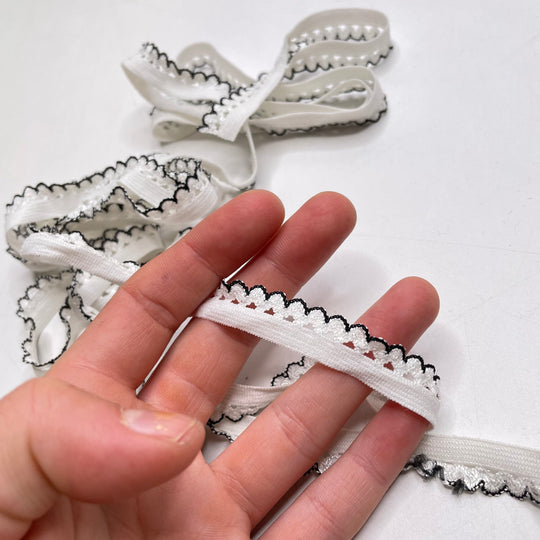 ½" Braided Elastic - White/Black - 2M Bundle