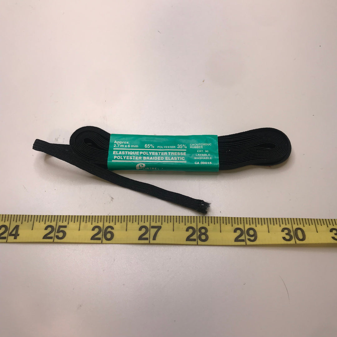 ¼" Braided Elastic - Black - 2.5M Bundle