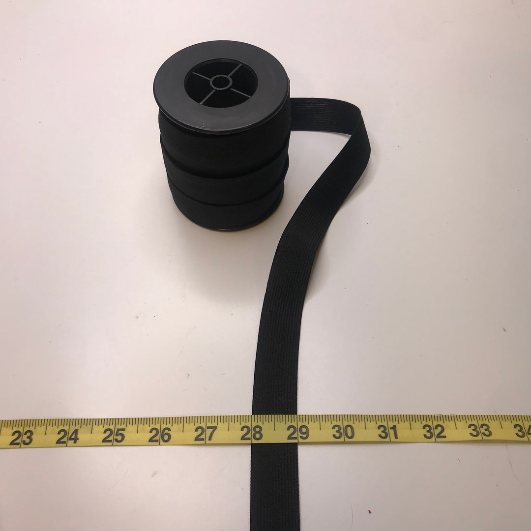 1" Braided Elastic - Black - 1M