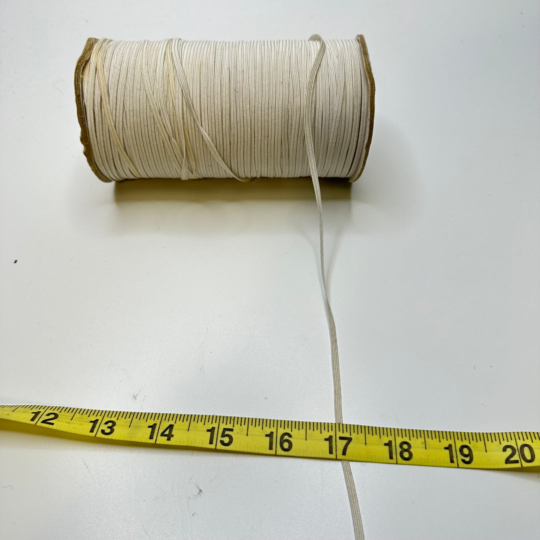 ⅑" Braided Elastic - White - 1M
