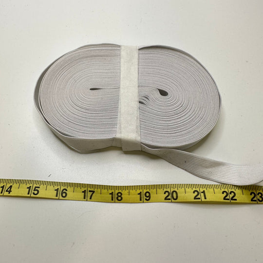 ¾" Braided Elastic - White - 10M Roll