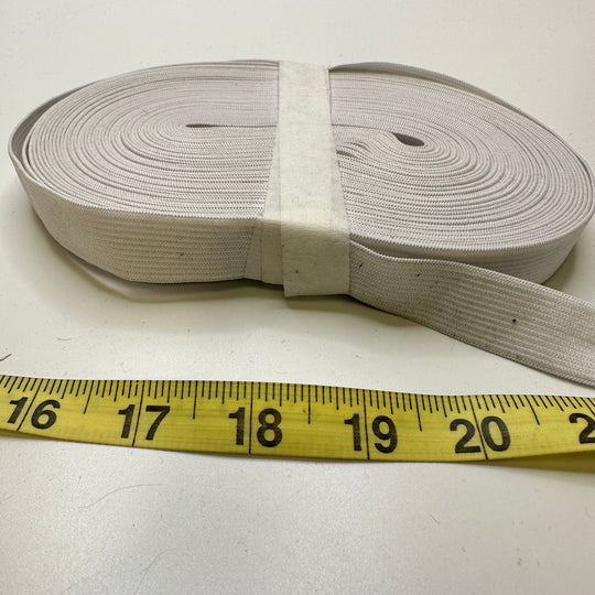 ¾" Braided Elastic - White - 10M Roll