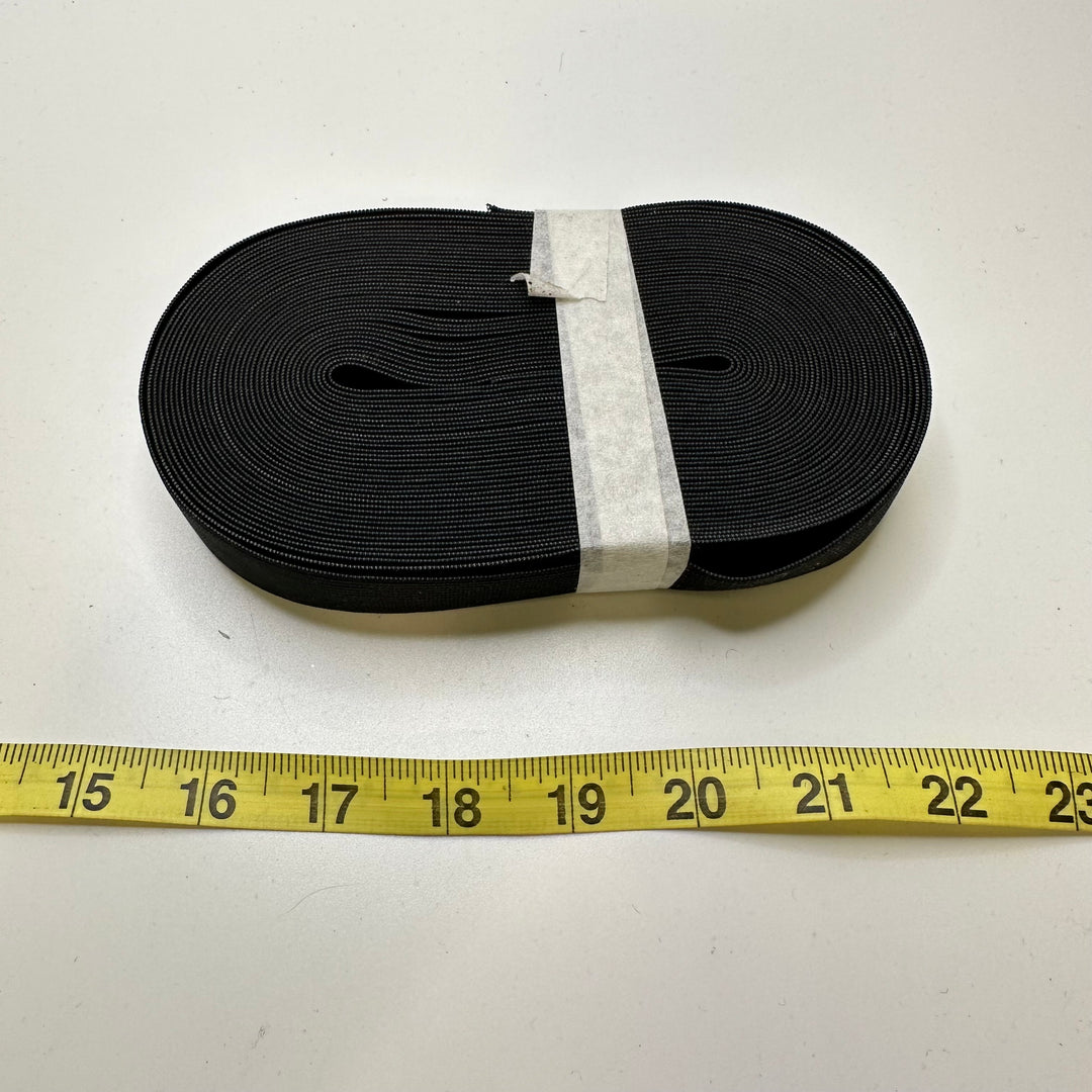 1" Braided Elastic - Black - 10M Roll