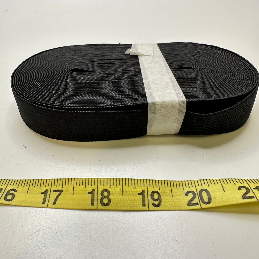 1" Braided Elastic - Black - 10M Roll