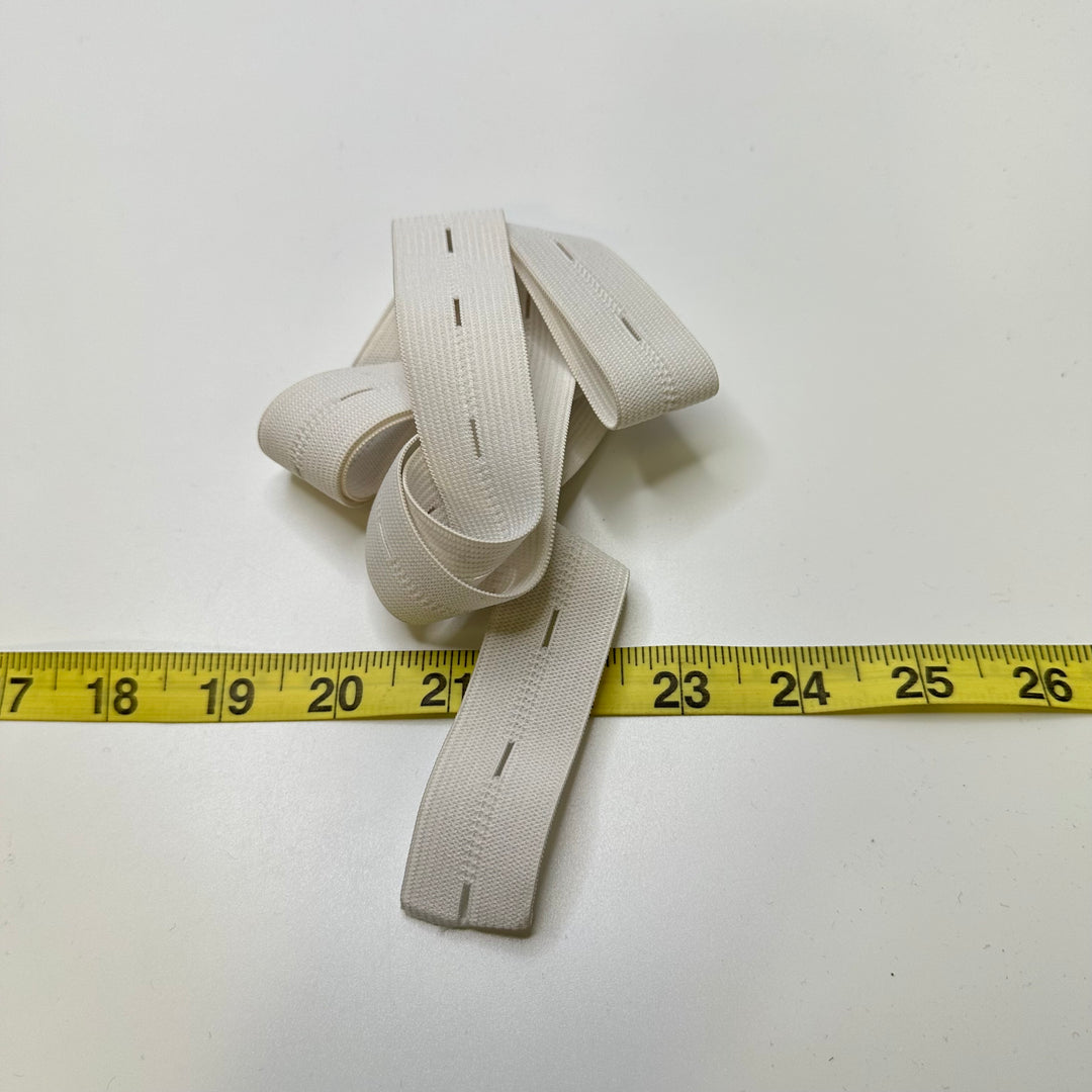 1" Buttonhole Elastic - White - 1.2M Bundle