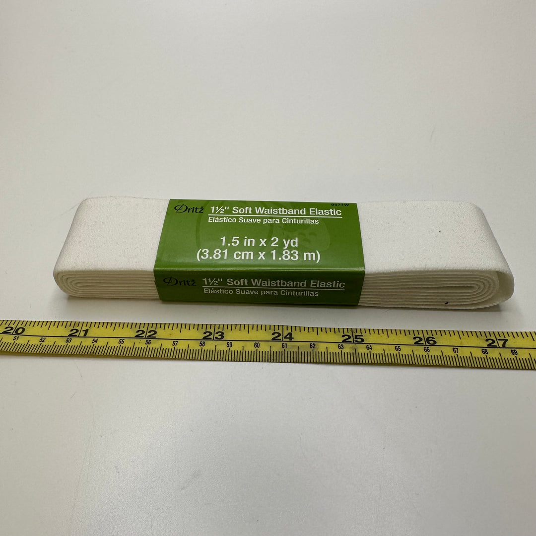 1 ½" Plush-Back Elastic - White - 1.8M Bundle