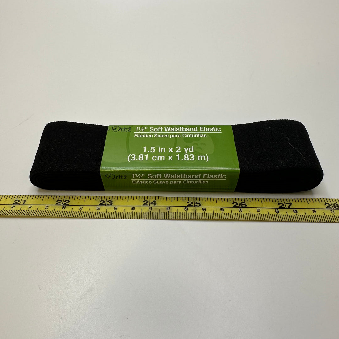 1 ½" Plush-Back Elastic - Black - 1.8M Bundle
