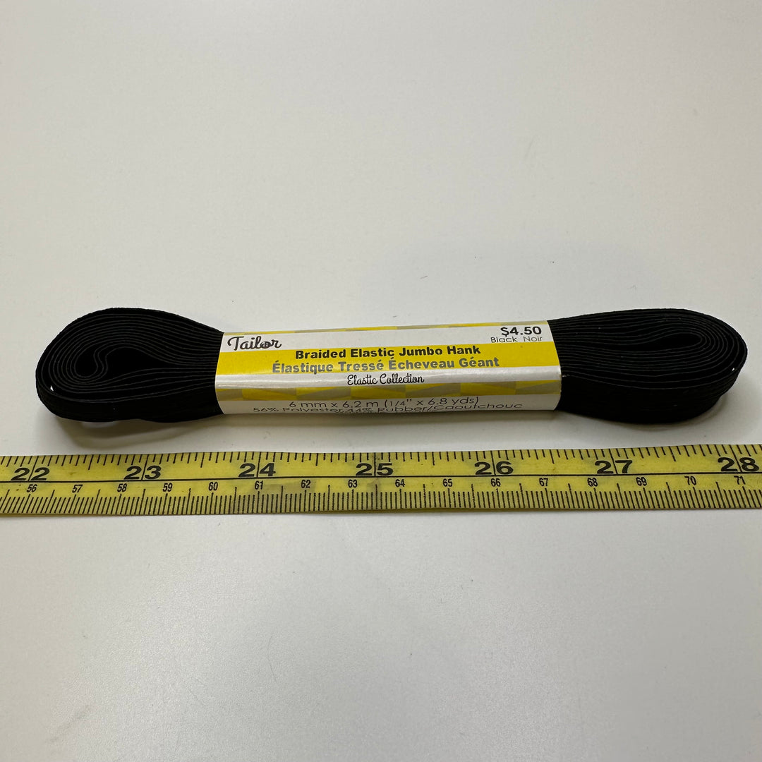 ¼" Braided Elastic - Black - 6.2M Bundle