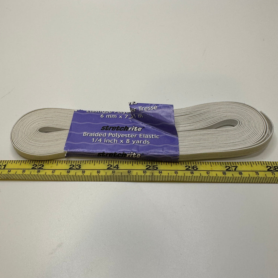 ¼" Braided Elastic - White - 7.3M Bundle