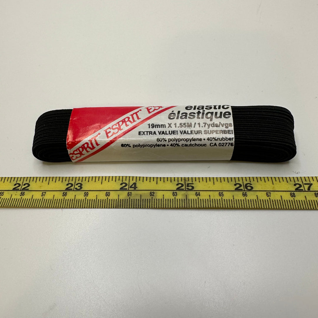 ¾" Braided Elastic - Black - 1.55M Bundle