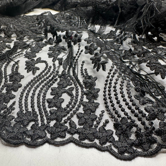 1 Lbs Lace Packs - Feathers Lace Synthetic Woven - Black - Bundles - FABCYCLE Deadstock and Sustainble Fabrics and Sewing Supplies