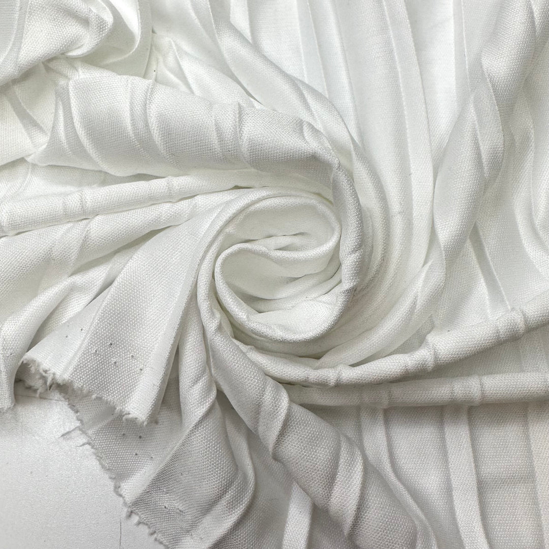 Hit Up The Tennis Courts - Pleated Fabric Polyester Blend Knit - White - 2.8M Bundle - FABCYCLE Deadstock and Sustainble Fabrics and Sewing Supplies