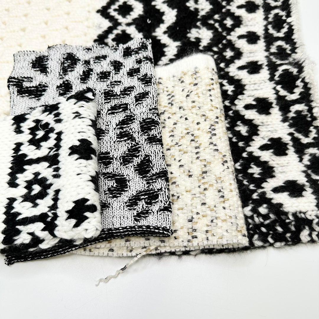 Black And White Sweater Knit Sample Pack - Black/Cream - 4 Pack