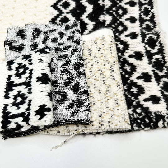 Black And White Sweater Knit Sample Pack - Black/Cream - 4 Pack