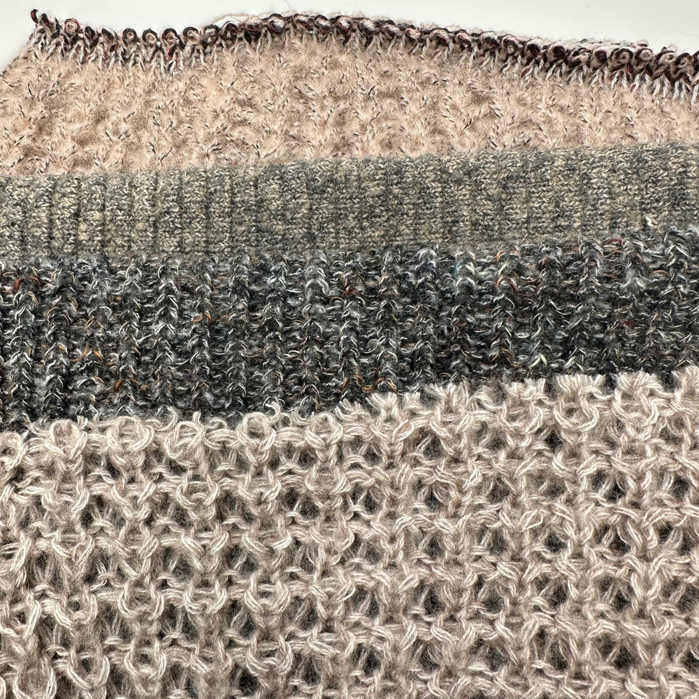 Grey Pink Sweater Knit Samples - Light Grey/Pink - 4 Pack