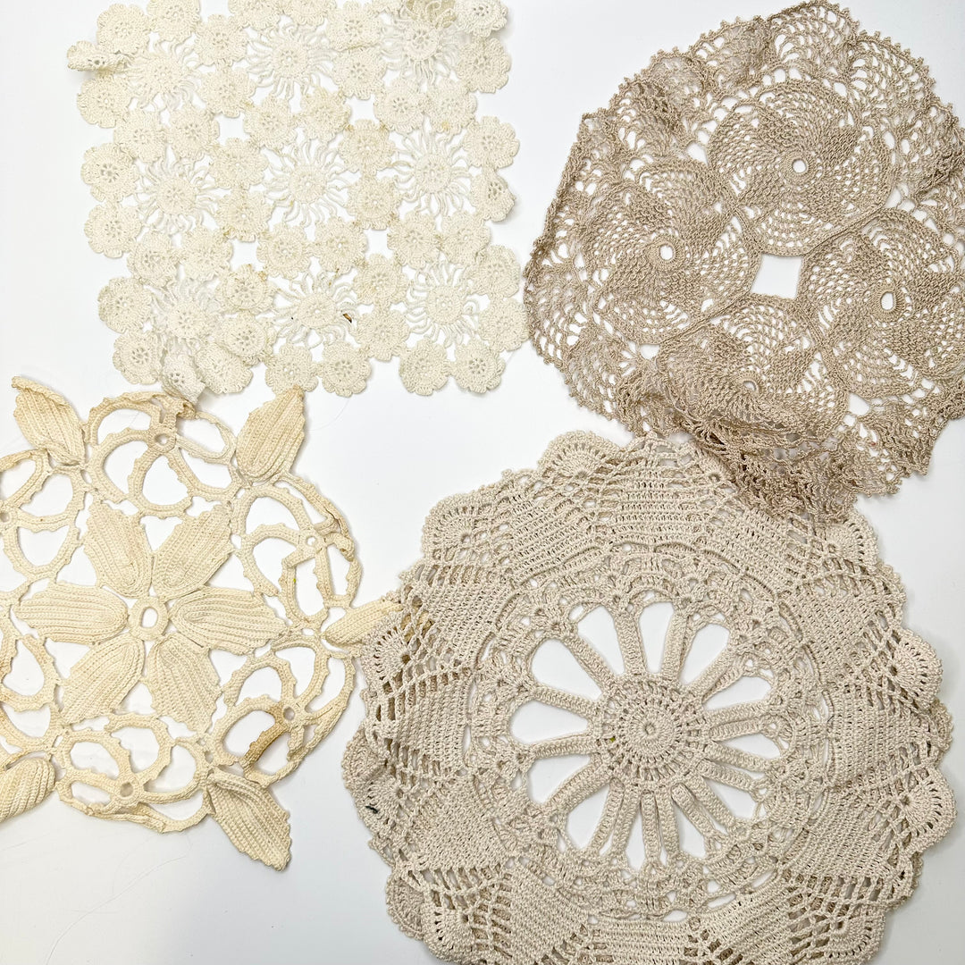 Large Vintage Doilies - Cream - 4 Pack