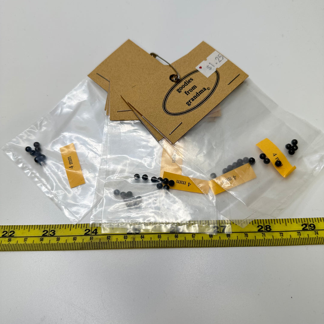 4mm Beads - Black - 5 Pack
