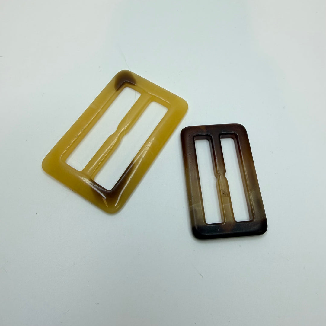 Plastic Faux Tortoise Shell Belt Buckle Notions - Beige/Brown - 2 Pack