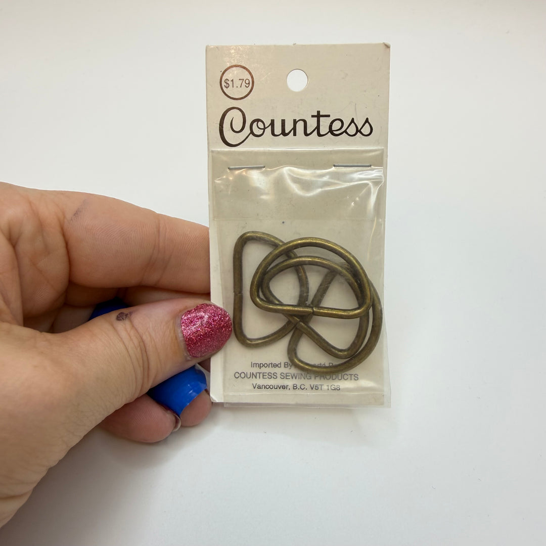 Brass D Ring Notions - Brass - 4 Pack