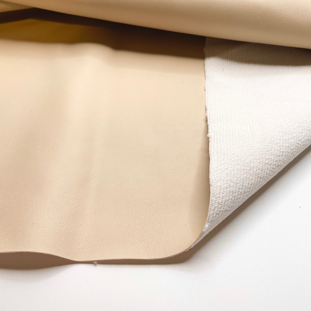 Reimagined Comfort - Waterproof Pleather Polyester Backing PU Blend Knit - Cream - Bundles - FABCYCLE Deadstock and Sustainble Fabrics and Sewing Supplies