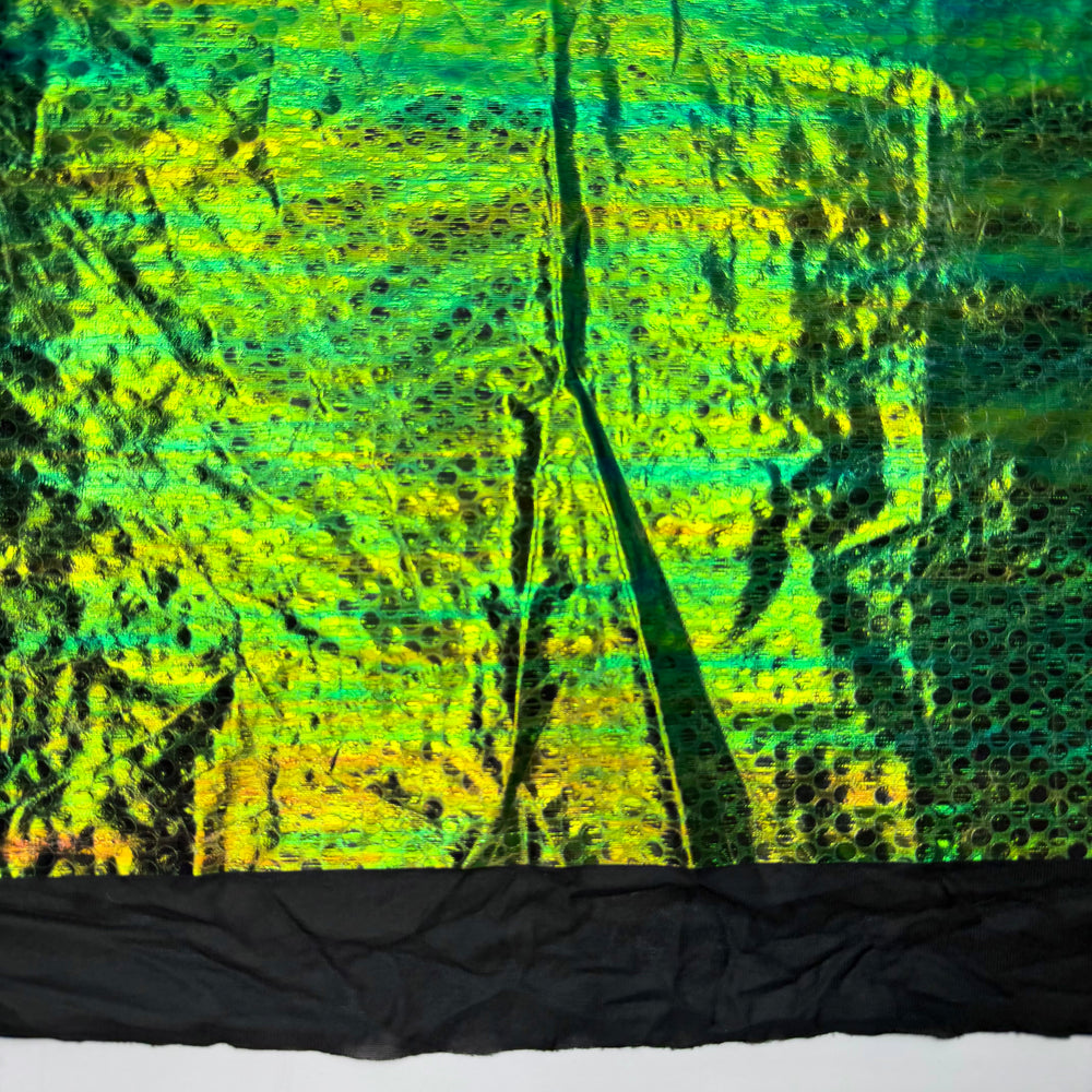 Mermaid Tale - Foiled Mesh Poly/Metallic Foil Knit - Green/Blue Scale Like Geometric - 1.8M Bundle