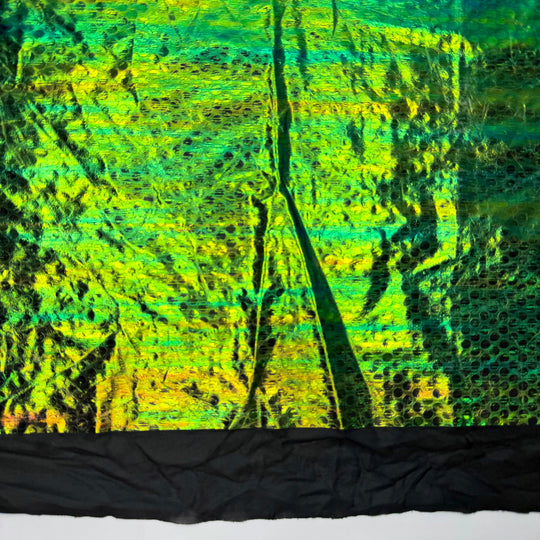Mermaid Tale - Foiled Mesh Poly/Metallic Foil Knit - Green/Blue Scale Like Geometric - 1.8M Bundle