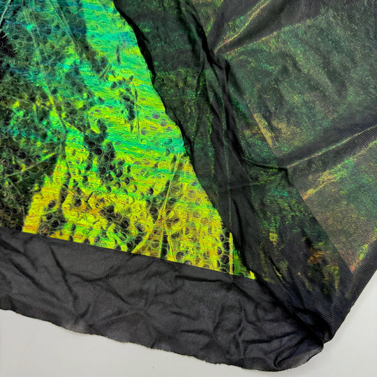 Mermaid Tale - Foiled Mesh Poly/Metallic Foil Knit - Green/Blue Scale Like Geometric - 1.8M Bundle