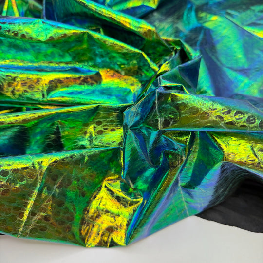 Mermaid Tale - Foiled Mesh Poly/Metallic Foil Knit - Green/Blue Scale Like Geometric - 1.8M Bundle