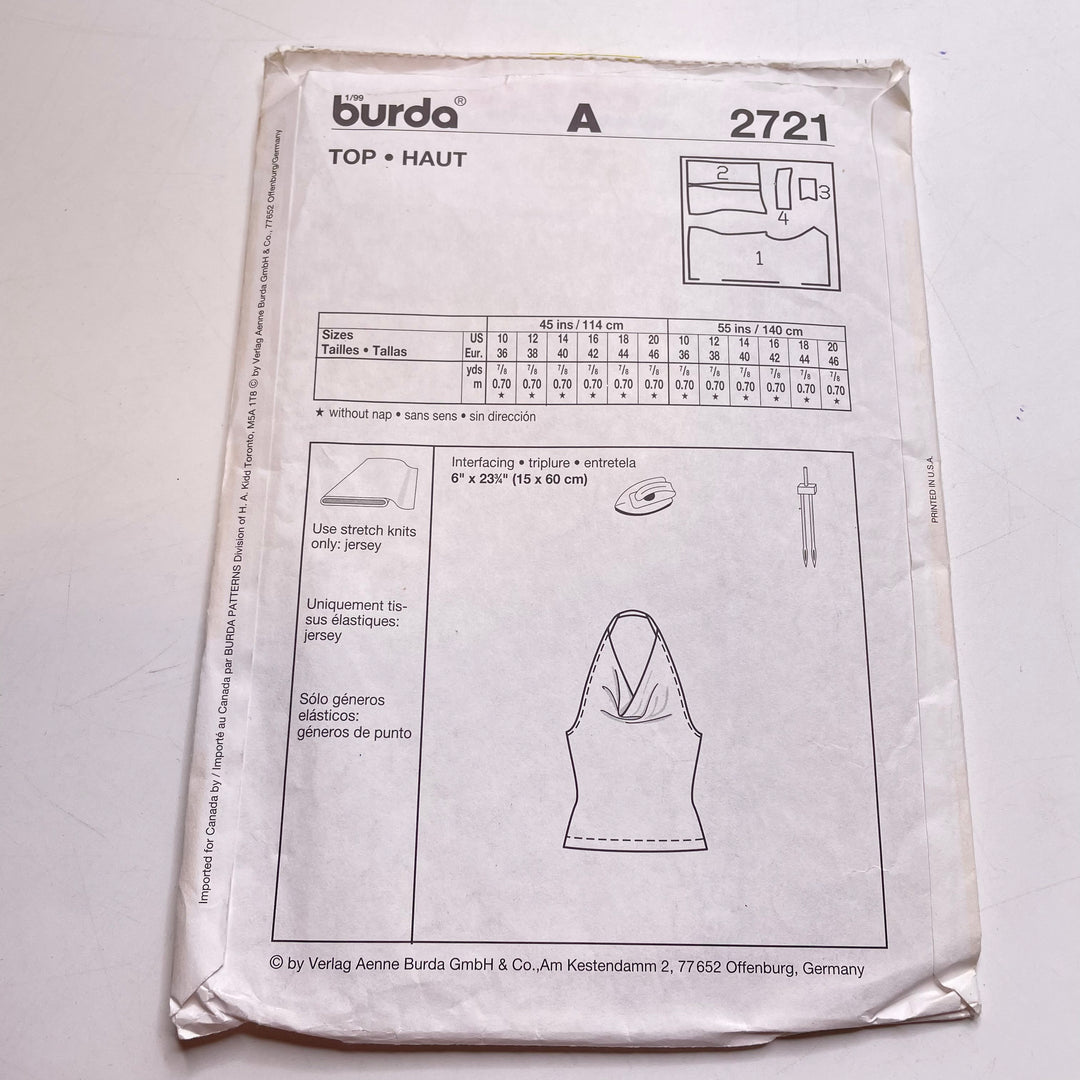 Sewing Pattern - Womenswear - Burda 2721