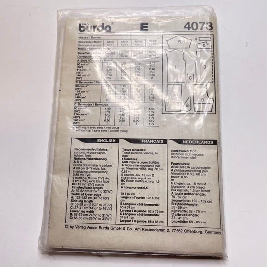 Sewing Pattern - Unisex - Burda 4073