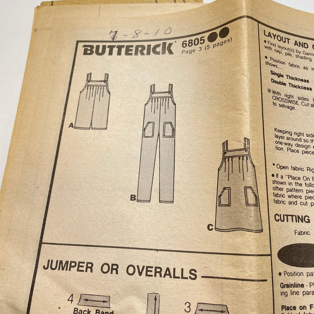 Sewing Pattern - Childrenswear - Butterick 6805