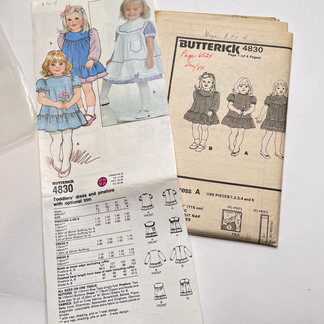 Sewing Pattern - Childrenswear - Butterick 4830