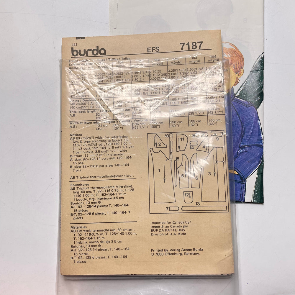Sewing Pattern - Childrenswear - Burda 7187