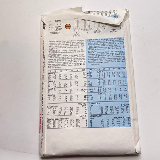 Sewing Pattern - Womenswear - Butterick 4033