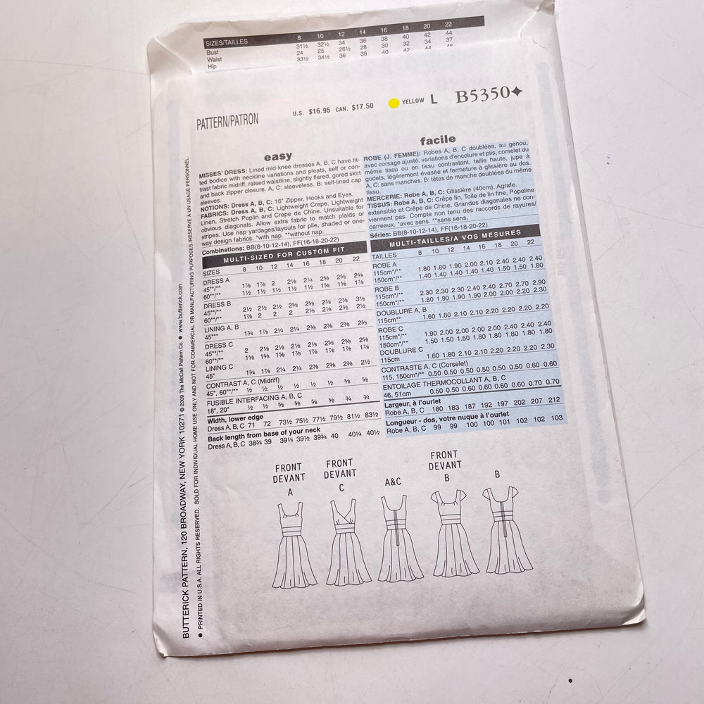 Sewing Pattern - Womenswear - Butterick B5350