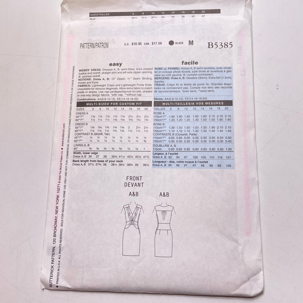 Sewing Pattern - Womenswear - Butterick B5385