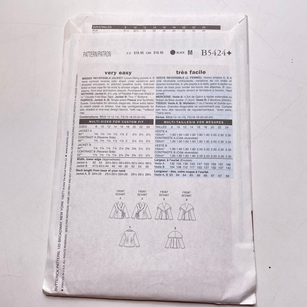 Sewing Pattern - Womenswear - Butterick B5424