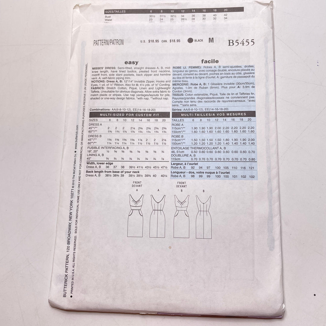 Sewing Pattern - Womenswear - Butterick B5455