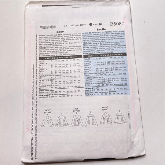 Sewing Pattern - Womenswear - Butterick B5087