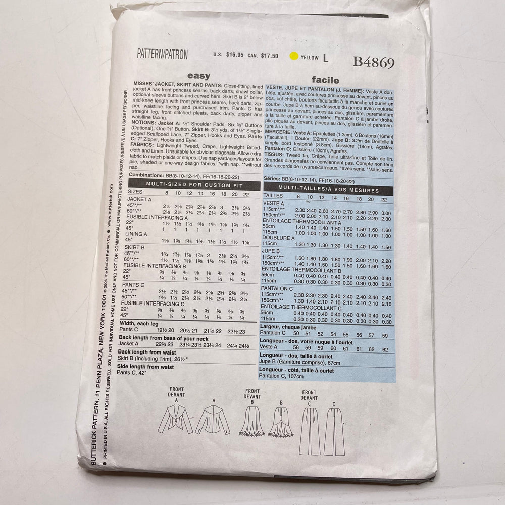 Sewing Pattern - Womenswear - Butterick B4869