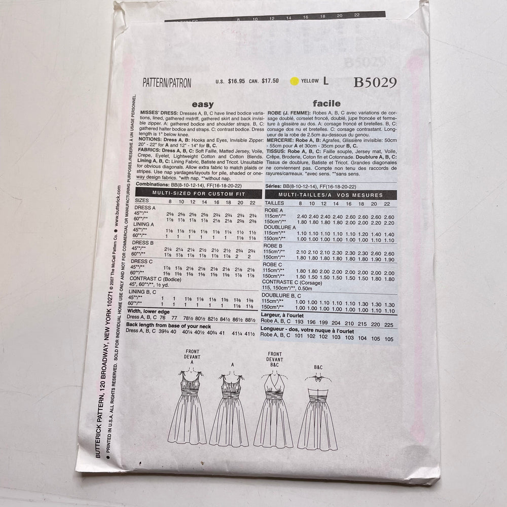 Sewing Pattern - Womenswear - Butterick B5029