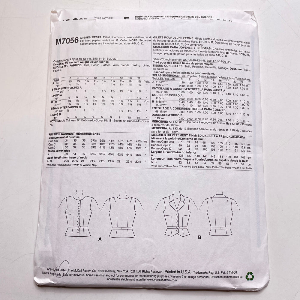 Sewing Pattern - Womenswear - McCall's M7056